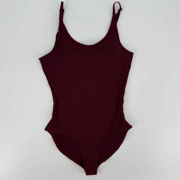 Outdoor Voices Tops - Outdoor Voices Superform Rib‎ Leotard Bodysuit Top Shiraz Burgundy Women Small